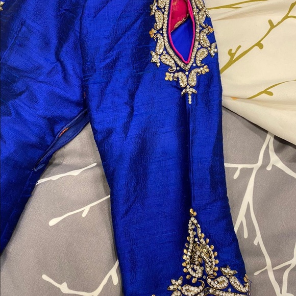 Tricolor shalwar suit with crystals all over - Picture 7 of 10